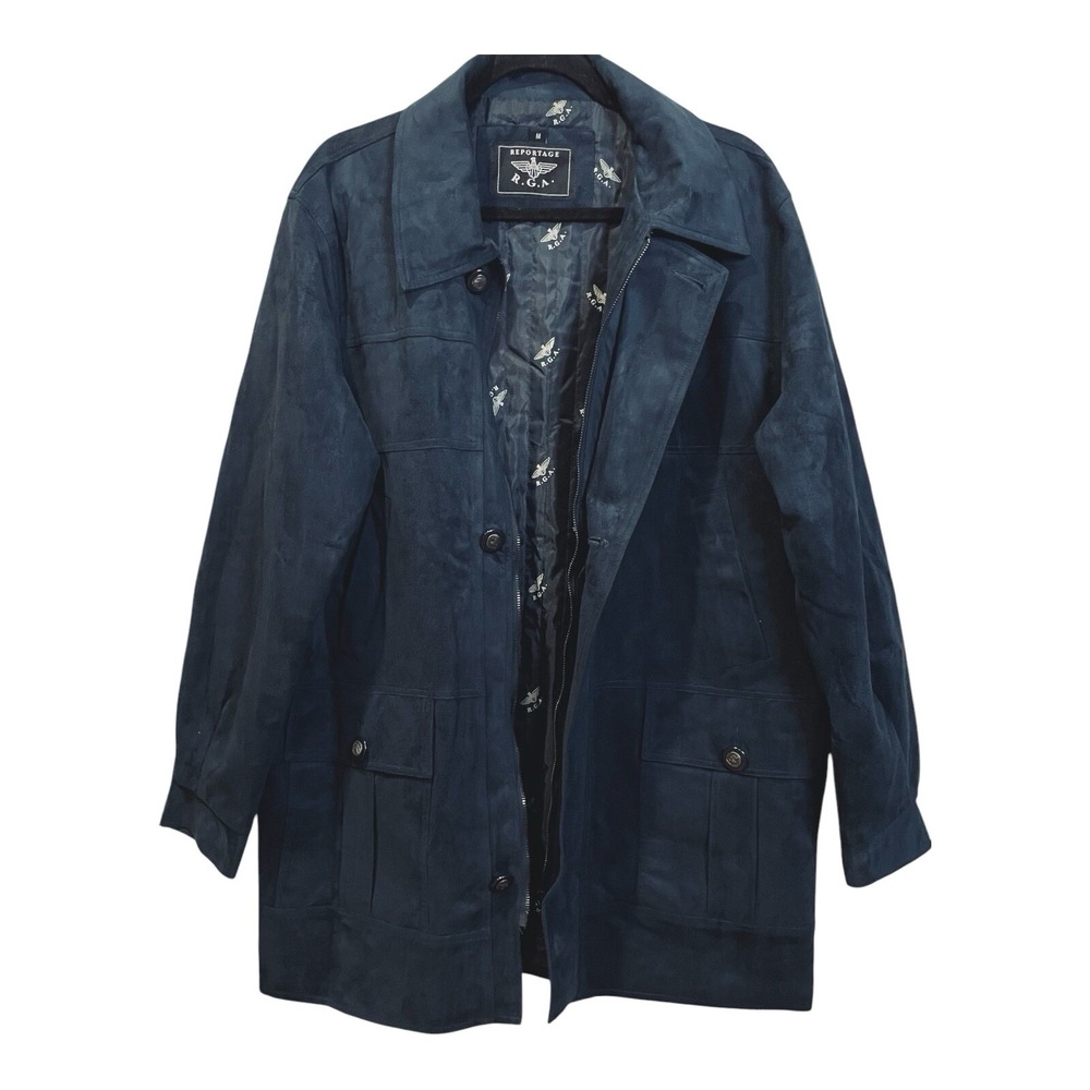 Reportage RGA Italy Soft Faux Suede Men's Navy Coat Jacket NWOT Medium
